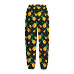 8-Bit Pixel Pineapple Print Fleece Lined Knit Pants