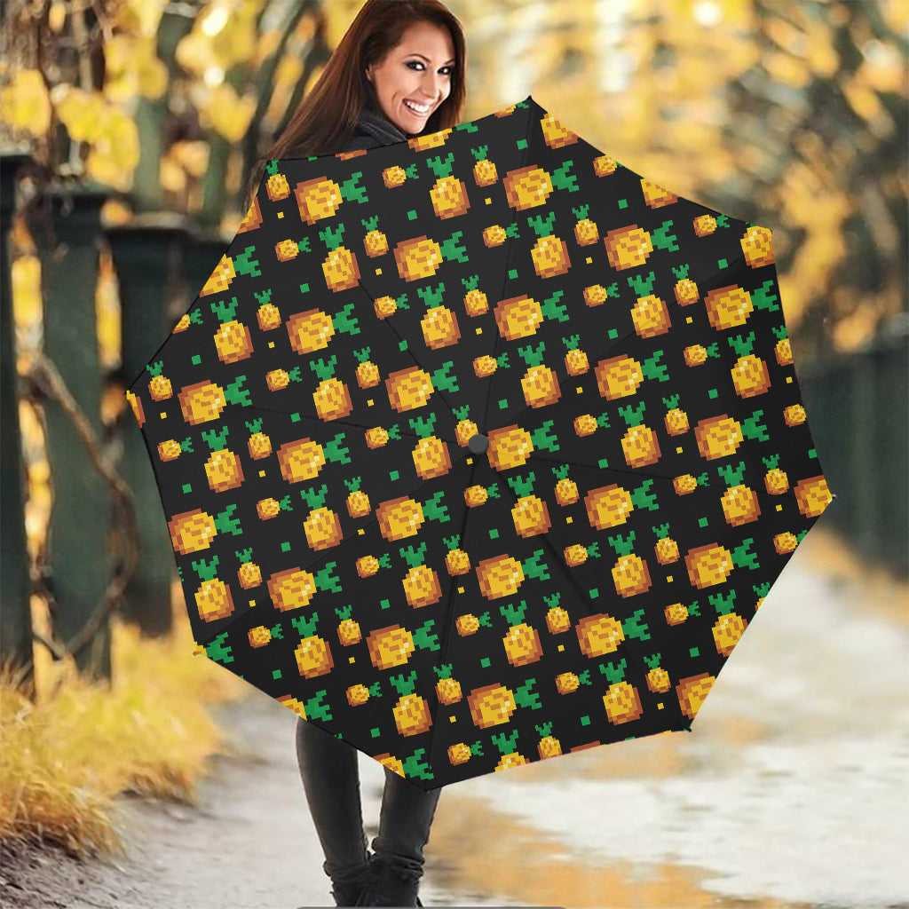 8-Bit Pixel Pineapple Print Foldable Umbrella