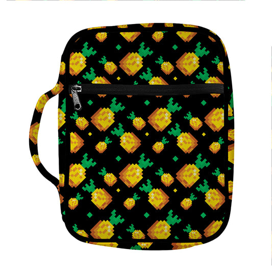 8-Bit Pixel Pineapple Print Front Pocket Bible Bag