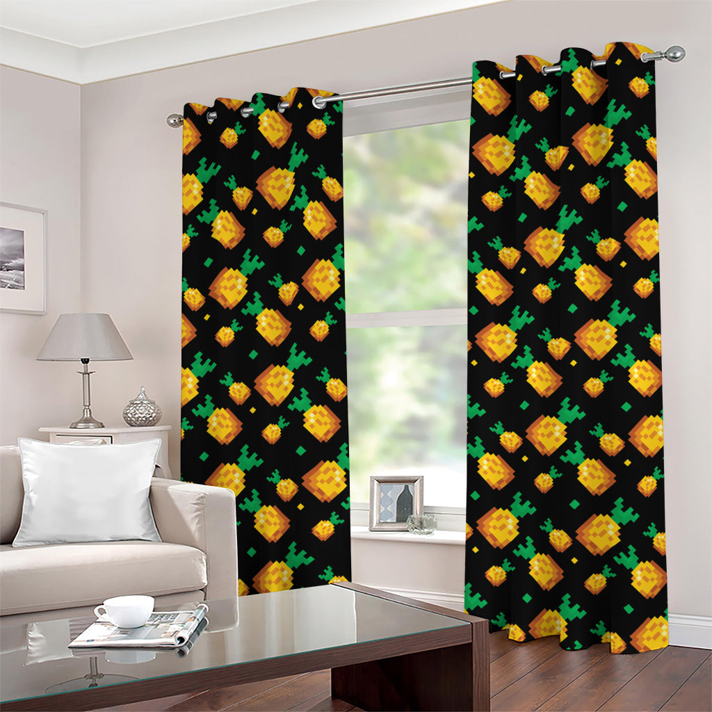 8-Bit Pixel Pineapple Print Grommet Curtains