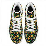 8-Bit Pixel Pineapple Print High Top Leather Sneakers