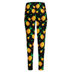 8-Bit Pixel Pineapple Print High-Waisted Pocket Leggings