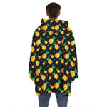 8-Bit Pixel Pineapple Print Hoodie Blanket