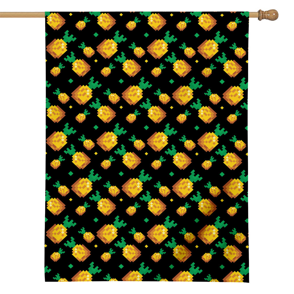 8-Bit Pixel Pineapple Print House Flag