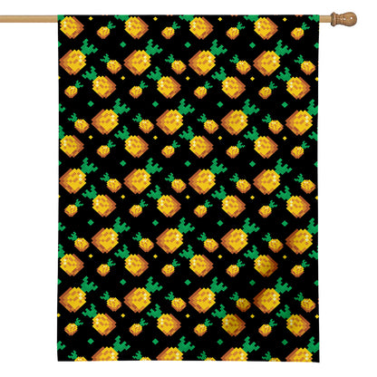 8-Bit Pixel Pineapple Print House Flag
