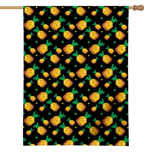 8-Bit Pixel Pineapple Print House Flag