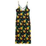 8-Bit Pixel Pineapple Print Jersey Midi Cami Dress