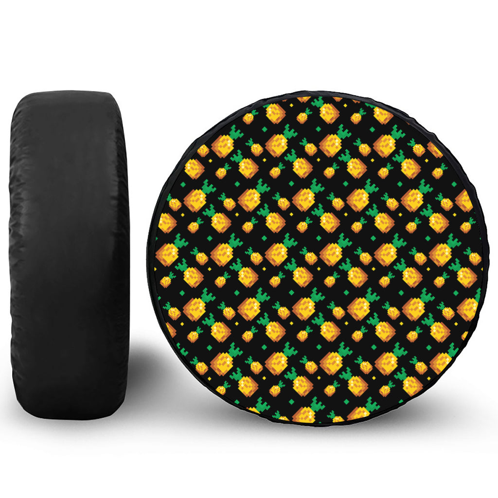 8-Bit Pixel Pineapple Print Leather Spare Tire Cover