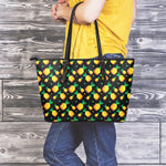 8-Bit Pixel Pineapple Print Leather Tote Bag