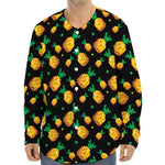 8-Bit Pixel Pineapple Print Long Sleeve Baseball Jersey