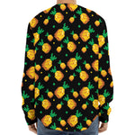 8-Bit Pixel Pineapple Print Long Sleeve Baseball Jersey