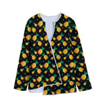 8-Bit Pixel Pineapple Print Long Sleeve Short Coat