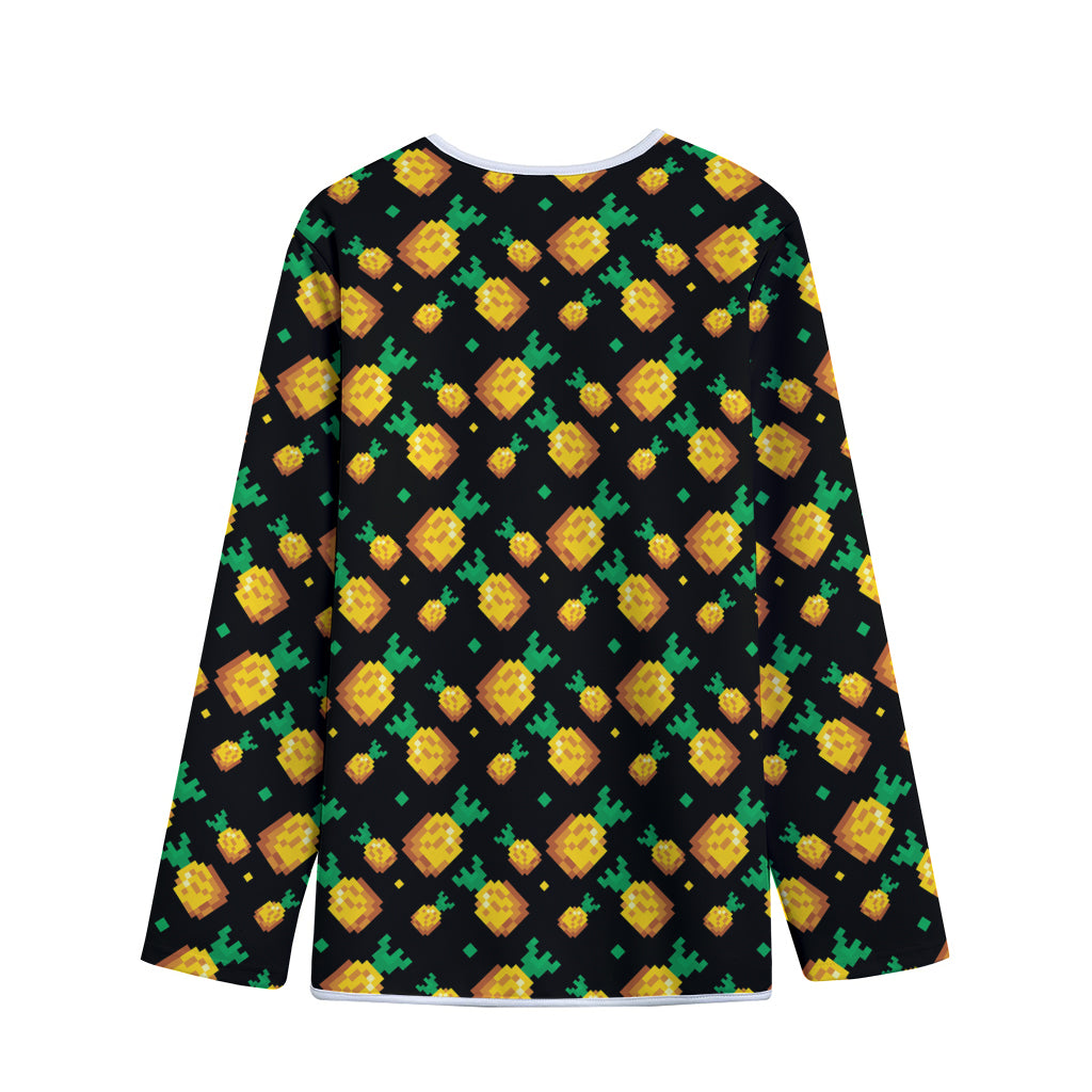 8-Bit Pixel Pineapple Print Long Sleeve Short Coat