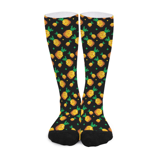 8-Bit Pixel Pineapple Print Long Socks