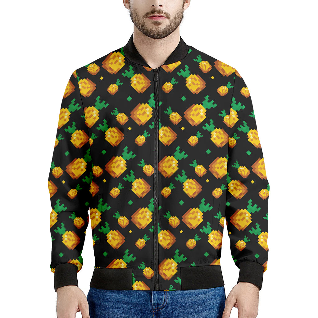 8-Bit Pixel Pineapple Print Men's Bomber Jacket