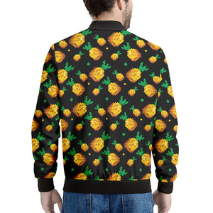 8-Bit Pixel Pineapple Print Men's Bomber Jacket