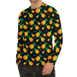 8-Bit Pixel Pineapple Print Men's Long Sleeve Rash Guard