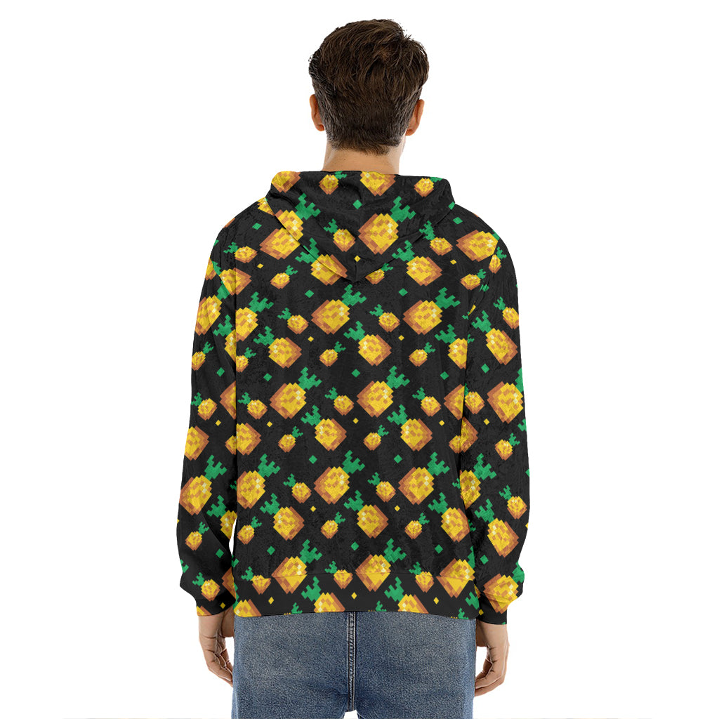 8-Bit Pixel Pineapple Print Men's Velvet Pullover Hoodie