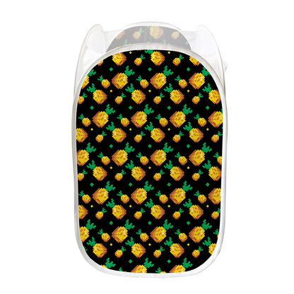 8-Bit Pixel Pineapple Print Mesh Laundry Hamper