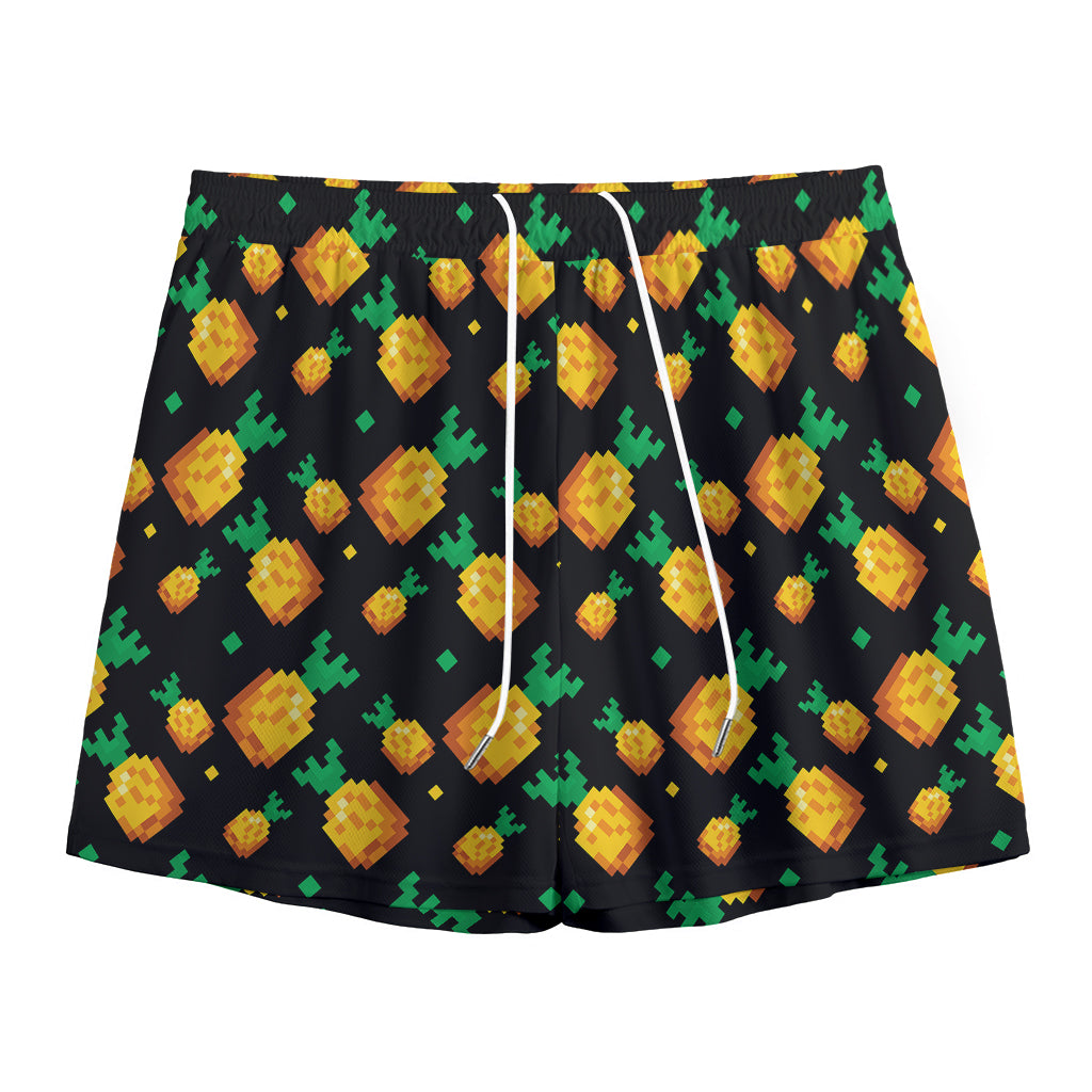 8-Bit Pixel Pineapple Print Mesh Shorts