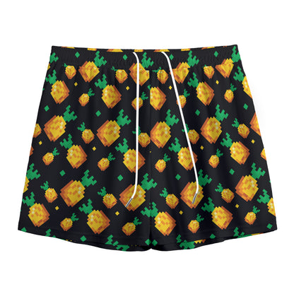 8-Bit Pixel Pineapple Print Mesh Shorts