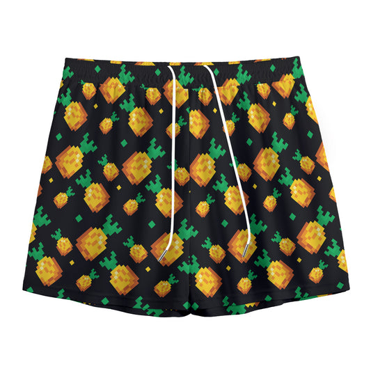 8-Bit Pixel Pineapple Print Mesh Shorts