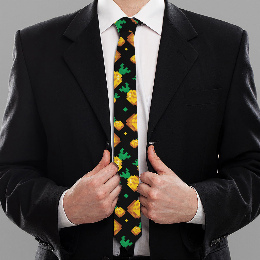 8-Bit Pixel Pineapple Print Necktie
