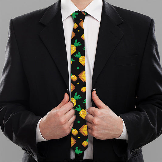 8-Bit Pixel Pineapple Print Necktie