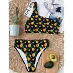 8-Bit Pixel Pineapple Print One Shoulder Bikini Top