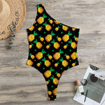 8-Bit Pixel Pineapple Print One Shoulder Bodysuit