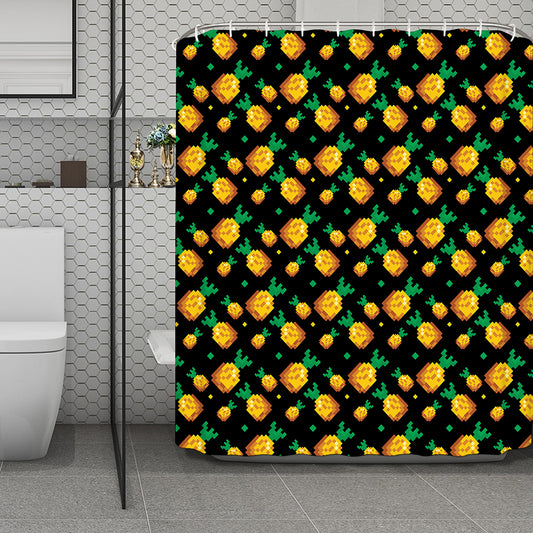 8-Bit Pixel Pineapple Print Polyester Shower Curtain