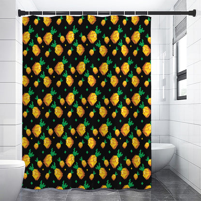 8-Bit Pixel Pineapple Print Premium Shower Curtain