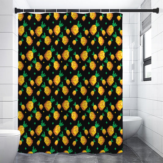8-Bit Pixel Pineapple Print Premium Shower Curtain