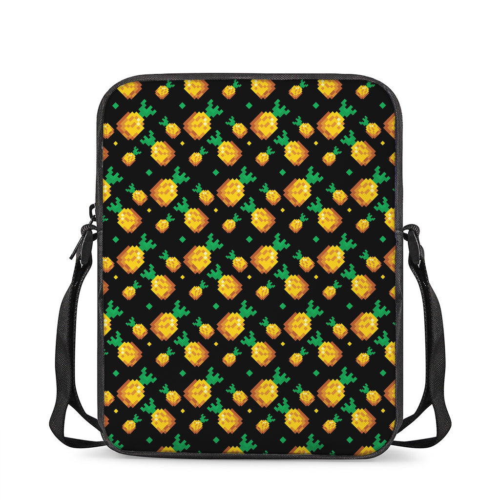 8-Bit Pixel Pineapple Print Rectangular Crossbody Bag