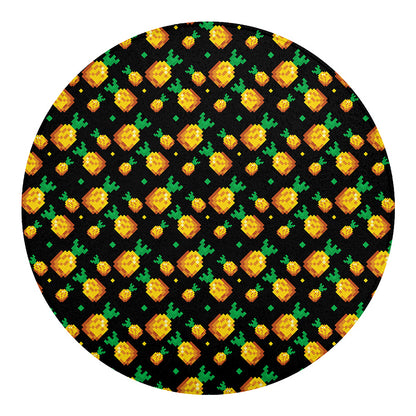 8-Bit Pixel Pineapple Print Round Blanket