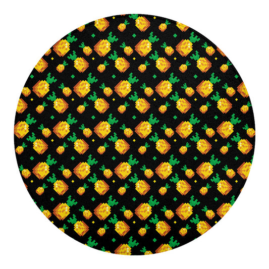 8-Bit Pixel Pineapple Print Round Blanket