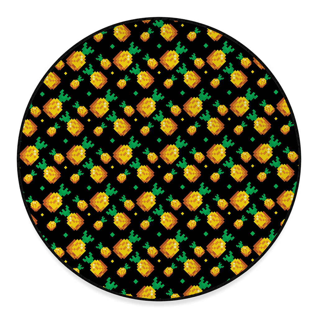 8-Bit Pixel Pineapple Print Round Floor Mat