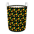 8-Bit Pixel Pineapple Print Round Laundry Basket