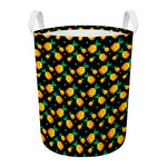 8-Bit Pixel Pineapple Print Round Laundry Basket