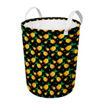 8-Bit Pixel Pineapple Print Round Laundry Basket