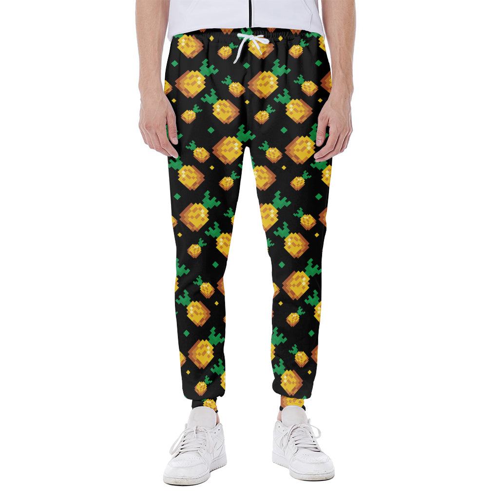 8-Bit Pixel Pineapple Print Scuba Joggers