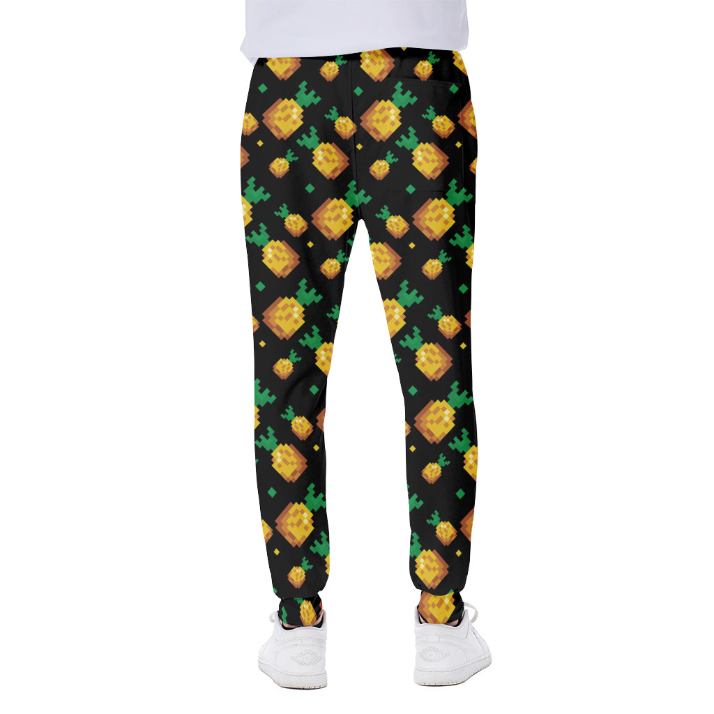 8-Bit Pixel Pineapple Print Scuba Joggers