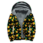 8-Bit Pixel Pineapple Print Sherpa Lined Zip Up Hoodie