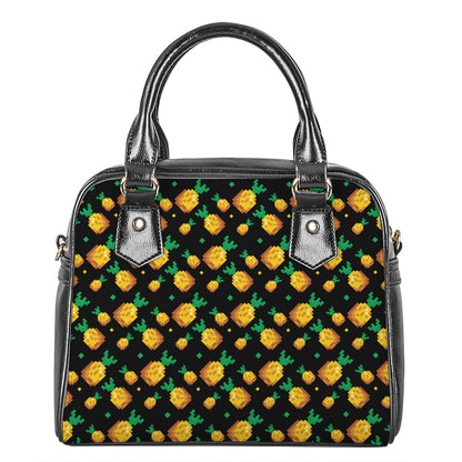 8-Bit Pixel Pineapple Print Shoulder Handbag