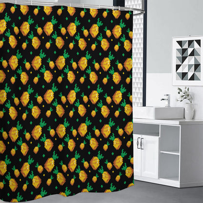 8-Bit Pixel Pineapple Print Shower Curtain