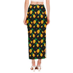 8-Bit Pixel Pineapple Print Side Slit Maxi Skirt