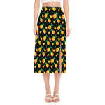 8-Bit Pixel Pineapple Print Side Slit Midi Skirt