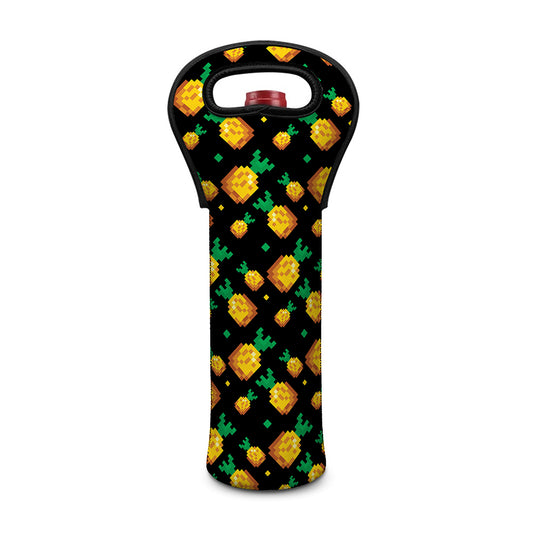 8-Bit Pixel Pineapple Print Single Neoprene Wine Tote