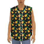 8-Bit Pixel Pineapple Print Sleeveless Baseball Jersey