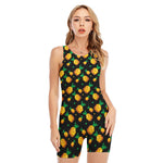 8-Bit Pixel Pineapple Print Sleeveless One Piece Swimsuit
